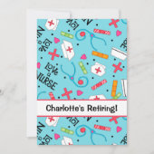 ナースリタイアメントパーティーお祝いターコイズブルー 招待状 (正面)