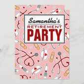 ナースリタイアメントパーティーピンク 招待状 (正面/裏面)