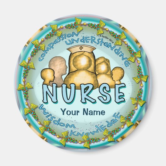 ナースレインボーモットー名前をカスタムするマグネット マグネット (正面)