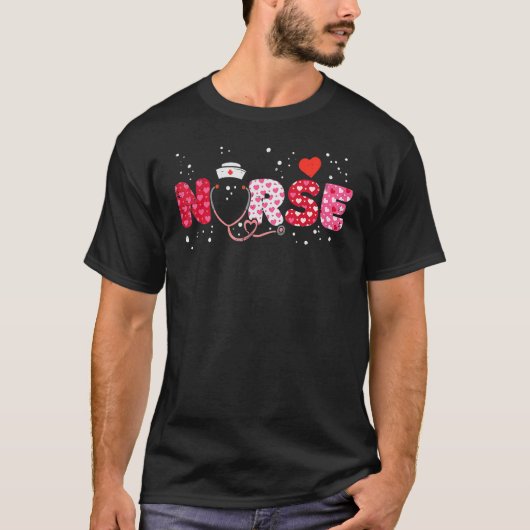 ナースヴァレンティーンズデイバレンタインデーICU NICU RN Nurs Tシャツ (正面)