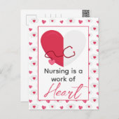 ナースヴァレンティーンズメディカルモダンピンクハート看護 シーズンポストカード (正面/裏面)