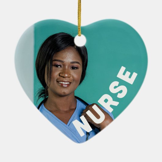 ナース一種類の写真カスタムハート セラミックオーナメント (裏面)