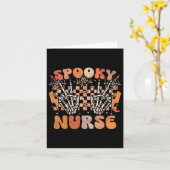 ナース不気味ハロウィーンのスケルトン衣装レトログルーオ カード (黄色い花)