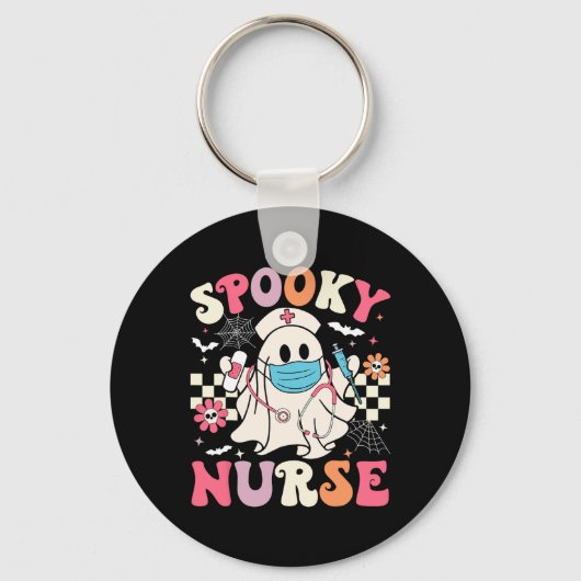 ナース不気味幽霊ハロウィーンかわいいグルーヴィー看護H キーホルダー (正面)