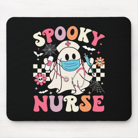 ナース不気味幽霊ハロウィーンかわいいグルーヴィー看護H マウスパッド (正面)