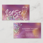 ナース介護エレガントグリッターパープルメディカル 名刺 (正面/裏面)