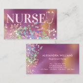 ナース介護エレガントグリッターメディカルパープル 名刺 (正面/裏面)