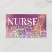 ナース介護エレガントグリッターメディカルパープル 名刺 (正面)
