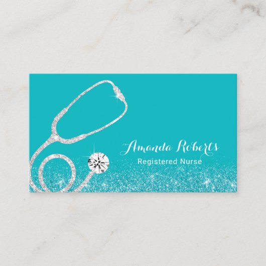 ナース介護エレガントターコイズ 名刺 (正面)