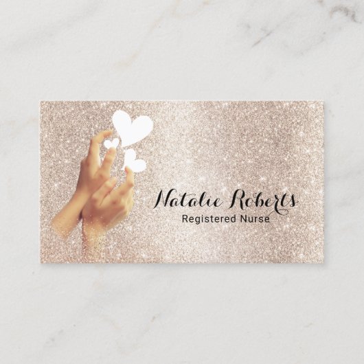 ナース介護エレガント金ゴールドグリッター医療気に 名刺 (正面)