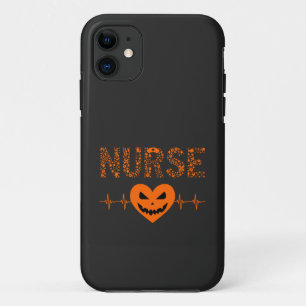 ナース介護ハロウィンブハロウィンオレンジ幽霊 iPhone 11 ケース