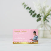 ナース介護モダンバラ金ゴールド医療QRコード 名刺 (スタンド正面)