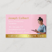 ナース介護モダンバラ金ゴールド医療QRコード 名刺 (正面)