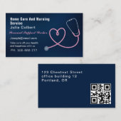 ナース介護モダン者の青い医療qrコード 名刺 (正面/裏面)