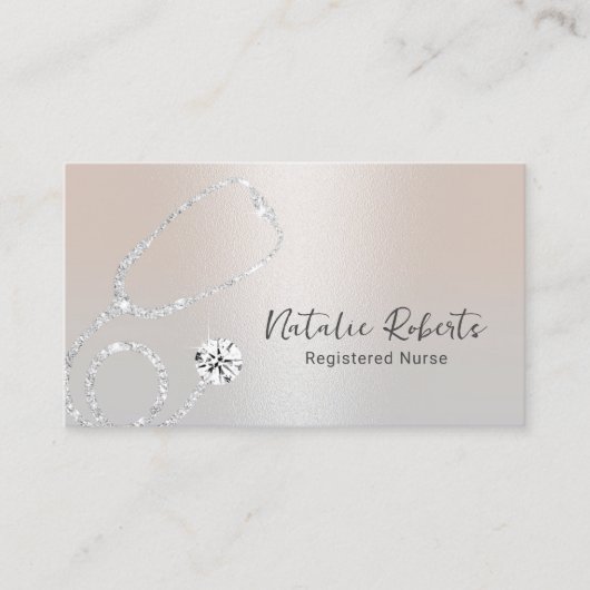 ナース介護モダン銀プロフェッショナル医療 名刺 (正面)