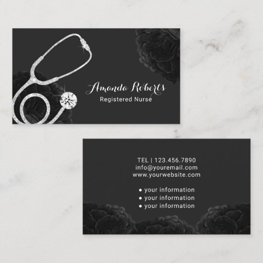 ナース介護医療用ブエレガントラックフローラ 名刺 (正面/裏面)
