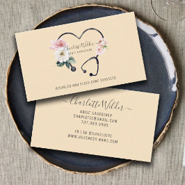 ナース介護者フローラ聴診器名刺 名刺