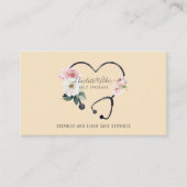 ナース介護者フローラ聴診器名刺 名刺 (正面)