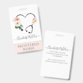 ナース介護者フローラ聴診器 バッジ (Front & Back)