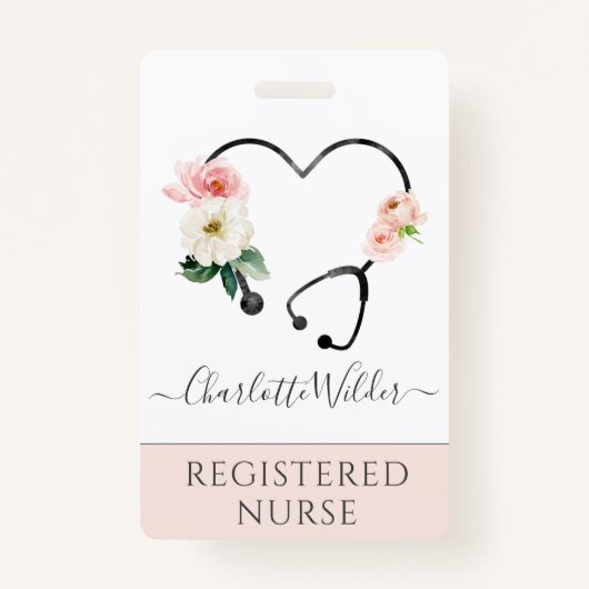 ナース介護者フローラ聴診器 バッジ (正面)