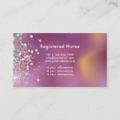 ナース介護者ホログラフィックグリッター医療用パープル 名刺 (裏面)