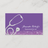 ナース介護者メディカルパープルグリッター 名刺 (正面)