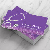 ナース介護者メディカルパープルグリッター 名刺