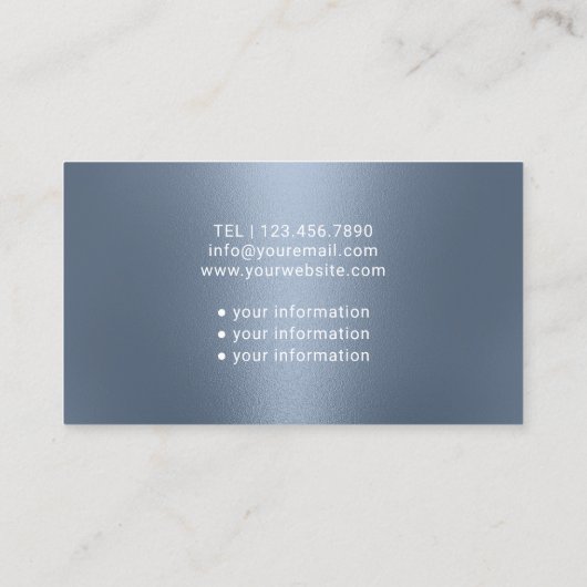 ナース介護者モダンダスティブルーメタリックメディカル 名刺 (裏面)