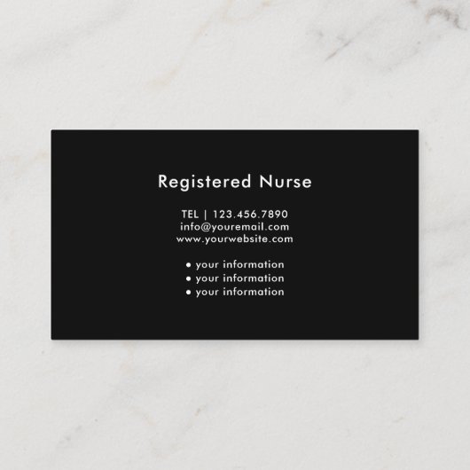 ナース介護者モダン医療ブラックビジネスカード 名刺 (裏面)