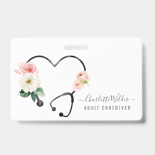 ナース介護者健康フローラ聴診器 バッジ (Front)