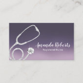 ナース介護者医療エレガント紫グラデーション 名刺 (正面)