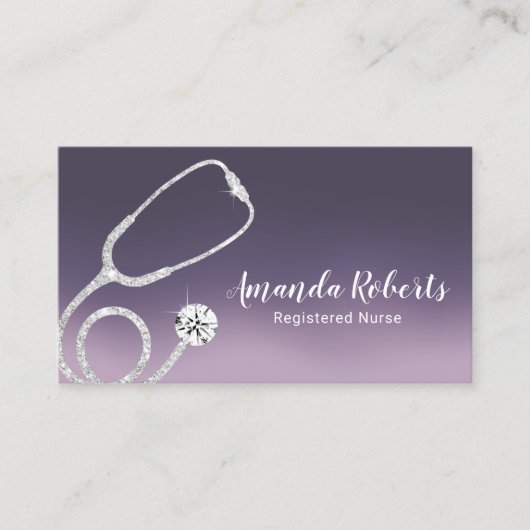 ナース介護者医療エレガント紫グラデーション 名刺 (正面)