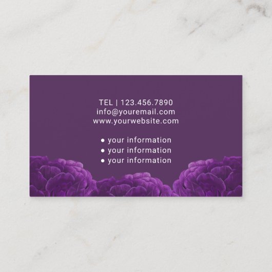ナース介護者医療エレガント紫フローラ 名刺 (裏面)