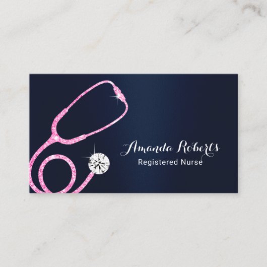 ナース介護者医療モダンネイビーブルー 名刺 (正面)