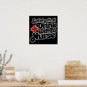 ナース付き安全第一ドリンク ポスター (キッチン)