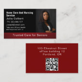 ナース修エレガント理者ブラックQRコード 名刺 (正面/裏面)