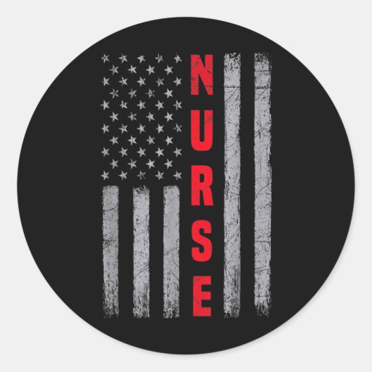 ナース動揺して米国国旗のデザイン看護 ラウンドシール (正面)
