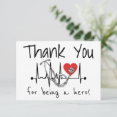 ナース医ハート聴診器看護健康気に サンキューカード (スタンド正面)