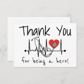 ナース医ハート聴診器看護健康気に サンキューカード (正面/裏面)