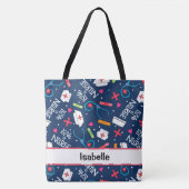 ナース医名海軍パーソナライズされた学生 トートバッグ (正面)