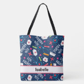 ナース医名海軍パーソナライズされた学生 トートバッグ (裏面)