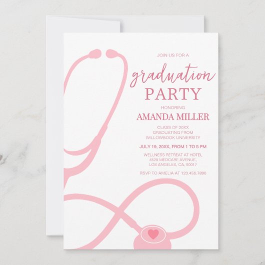 ナース医学卒業パーティー招待状 招待状 (正面)