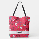 ナース医学名パーソナライズされた赤学生 トートバッグ (裏面)