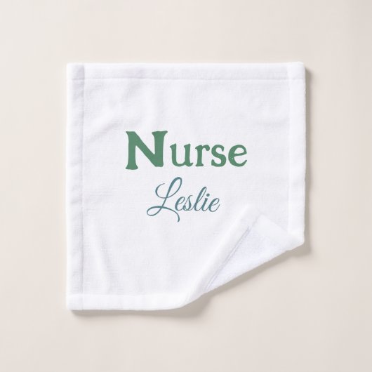ナース医師の追加ネーム文字グリーンブルーsipl ウォッシュタオル (ウォッシュタオル)