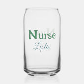 ナース医師の追加ネーム文字グリーンブルーsipl ガラス缶 (裏面)