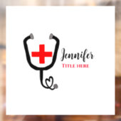 ナース医師レッドと聴診器の追加の名前 ウィンドウサイン (シート2)