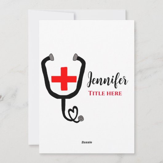 ナース医師レッドと聴診器の追加の名前 シーズンカード (裏面)