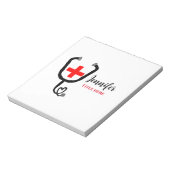 ナース医師レッドと聴診器の追加の名前 ノートパッド (回転)