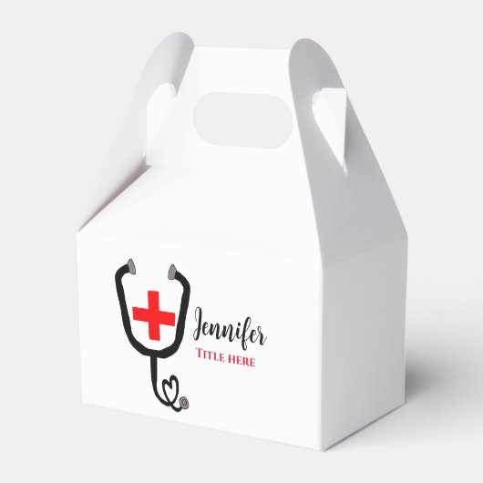 ナース医師レッドと聴診器の追加の名前 フェイバーボックス (裏面サイド)