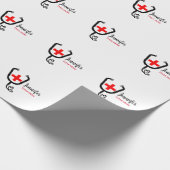 ナース医師レッドと聴診器の追加の名前 ラッピングペーパー (角)